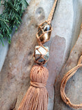 I'm in a 'Shit Place' - macrame necklace Smokey Quartz and Pyrite