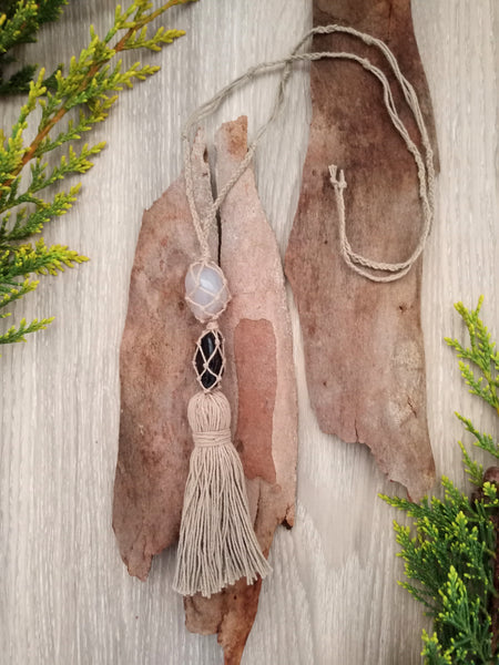 'Give me Protection' macrame necklace