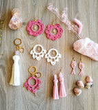 Pink macrame earrings