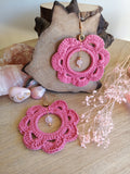 Pink crochet earrings with Rose Quartz beads