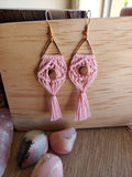 Pink macrame earrings